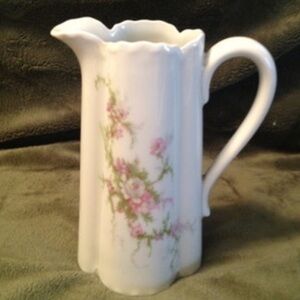 Haviland Limoges France Pink Green Floral Numbered Creamer Pitcher Vintage